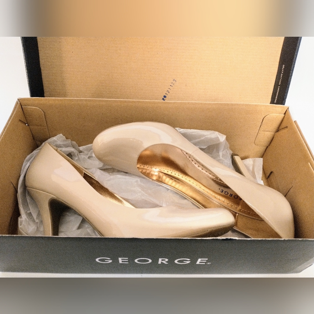 George Nude Round Toe Stiletto Pumps Women's Size 10 NIB Classic Career Heels - Picture 3 of 8